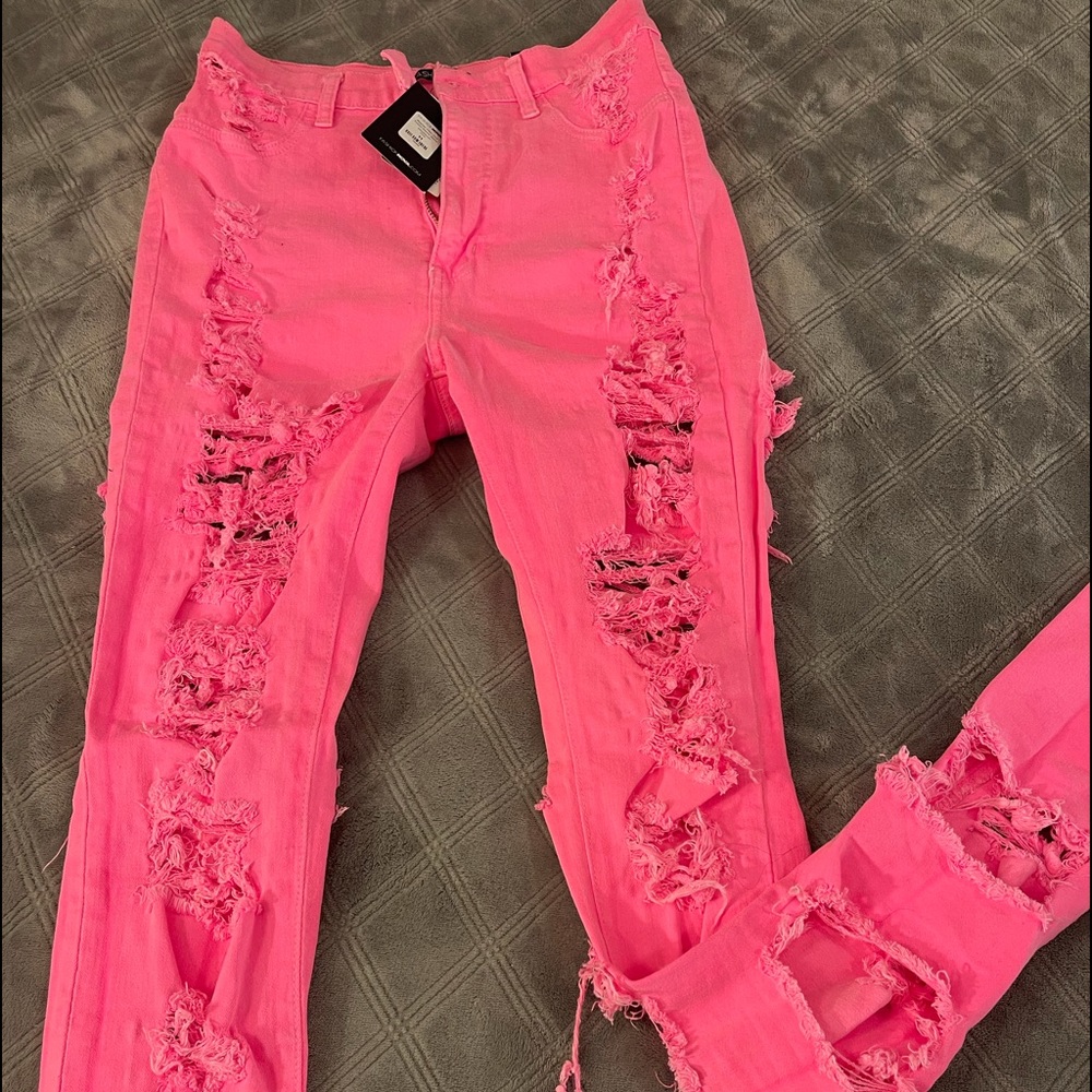Fashion Nova High Waist Skinny Jeans Pink